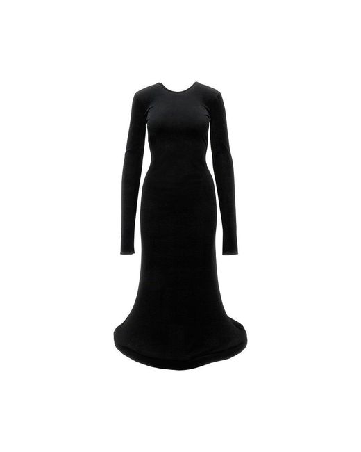 Emporio Armani Black Chenille Dress With Padded Hem