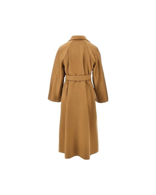 Max Mara Brown Midi Cloth Coat With Belt