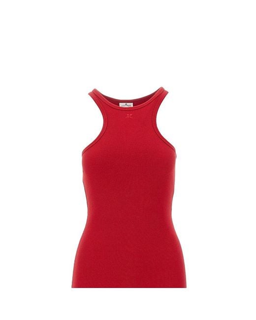 Courreges Red 90'Ribbed Midi Dress