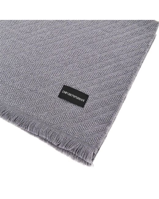 Emporio Armani Gray Jacquard Wool Scarf for men