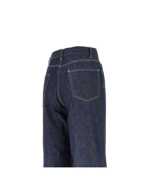 Tory Burch Blue Jacquard Monogram Cuff Jeans