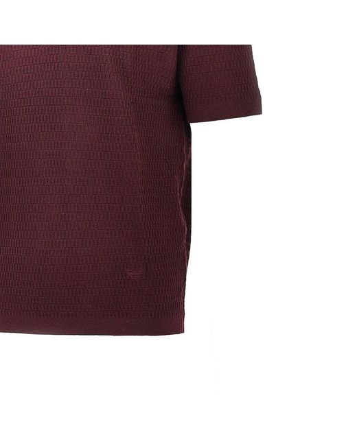 Emporio Armani Purple Virgin Wool Knitted T-Shirt for men