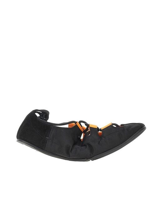 Alaïa Black Nylon And Suede Leather Laced Ballerinas