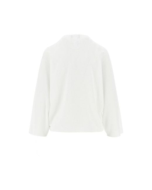 Emporio Armani White Knitted Top With Batwing Sleeves