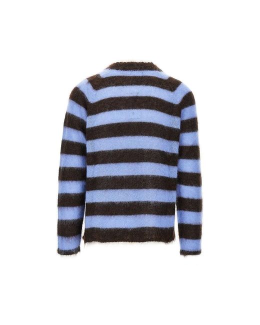 Emporio Armani Blue Kniited Sweater With Striped Motif for men