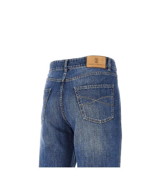 Brunello Cucinelli Blue Denim Five-Pocket Pants for men