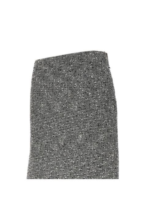 Gucci Gray Seeded Wool Knee-Length Skirt