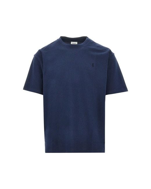 Saint Laurent Blue Cassandre Embroidery Piquet T-Shirt for men