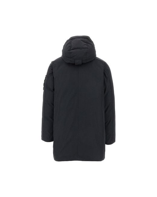 Stone Island Blue Micro Twill Down Parka Jacket for men