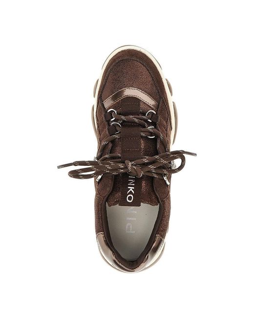 Pinko Brown 'Athena' Leather Sneakers