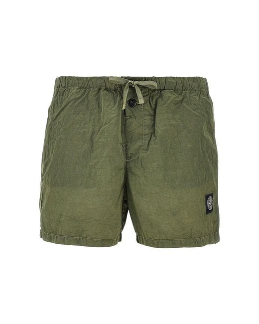 Stone Island Green Metal Econyl Swim Shorts for men