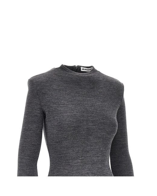 Jil Sander Gray Wool Jersey Bodysuit