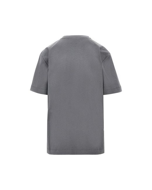 Pinko Gray Jewelled Logo Embroidery T-Shirt