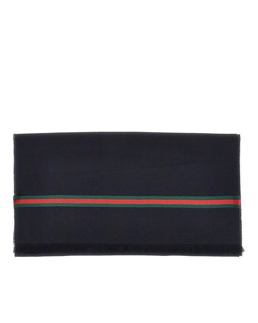 Gucci Blue Silk And Wool Scarf for men