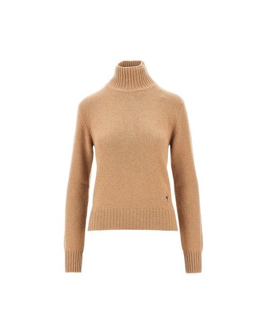 Pullover A Collo Alto di AMI in Natural