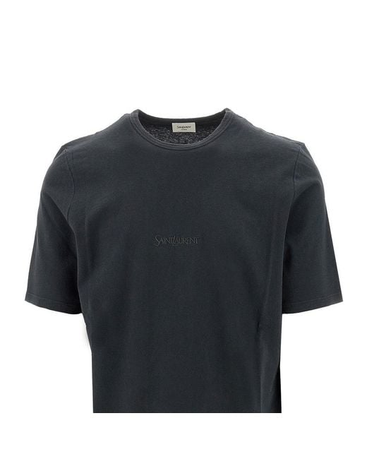 Saint Laurent Black Embroidery T-Shirt for men