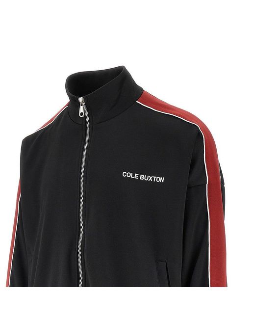 Cole Buxton Black Contrasting Band Track Jacket for men