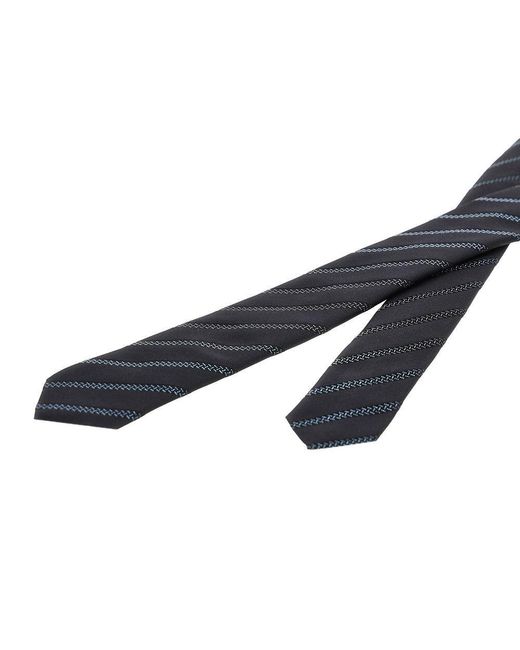 Emporio Armani Black Silk Twill Necktie With Jacquard Motif for men