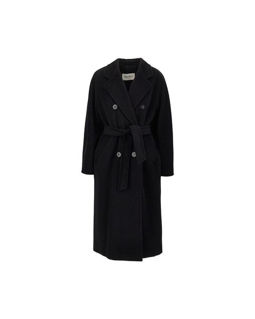 Max Mara Black Midi Cloth Double-Breasted Coat