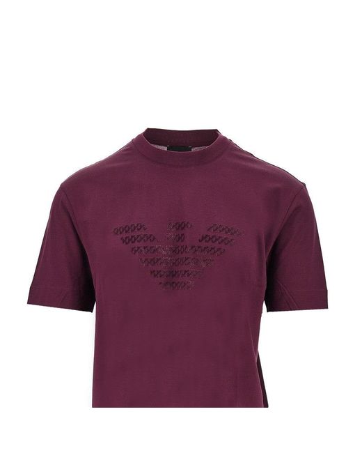 Emporio Armani Purple Lyocell And Cotton Blend T-Shirt With Logo for men