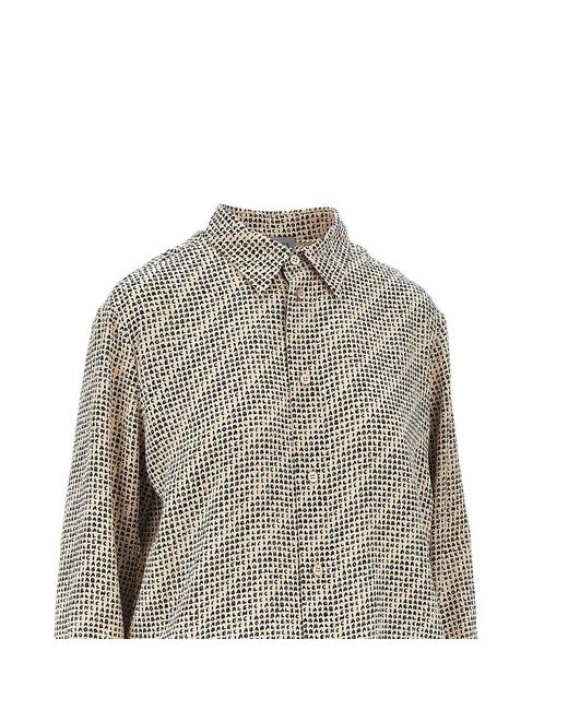 Balenciaga Gray Silk Crêpe Shirt With Monogram Print