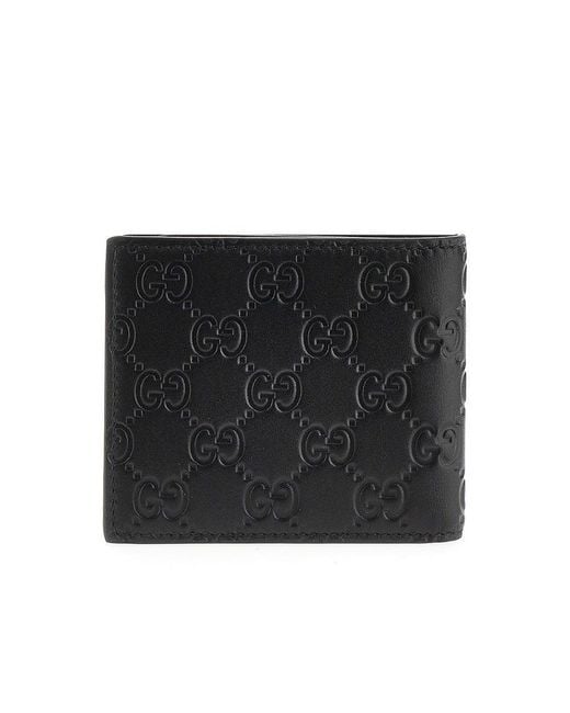 Gucci Black 'Gg Emblem' Leather Bi-Fold Wallet for men