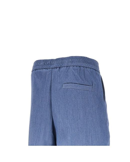 C.9.3 Blue Viscose-Blend Gabardine Bermuda Shorts for men