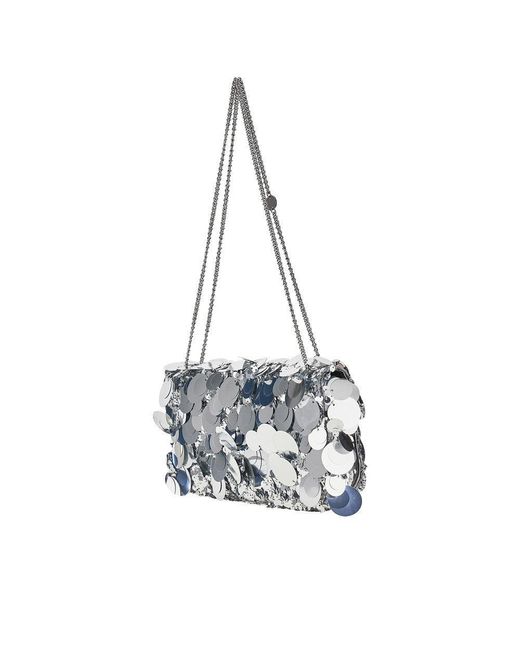 Rabanne Blue Sequinned Sparkle Baguette Bag