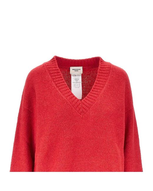 Weekend by Maxmara Red Alpaca Wool-Blend Knitted Sweater