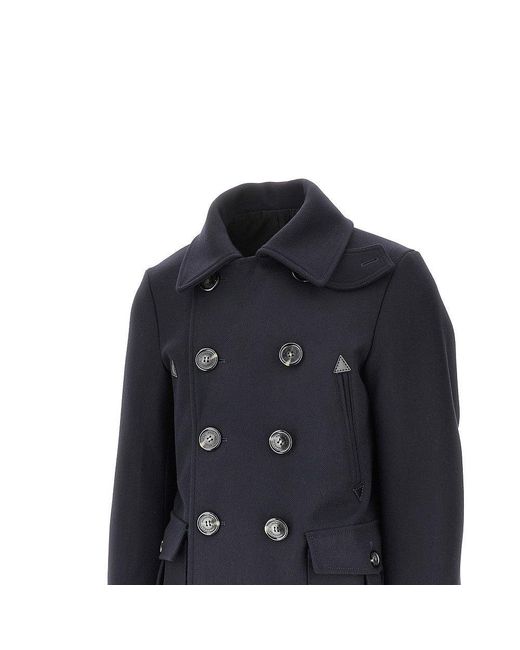 DSquared² Blue Wool-Blend Double-Breasted Peacoat for men