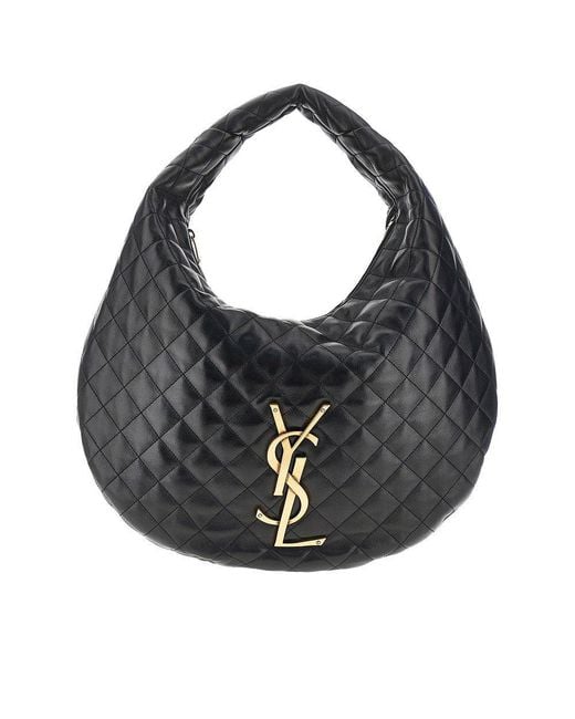 Saint Laurent Gray 'Icare' Quilted Nappa Leather Hobo Bag