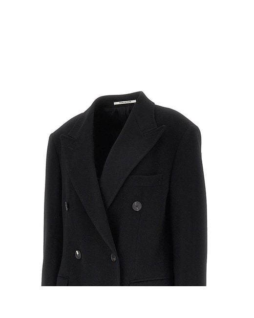 Tagliatore Black Wool And Cashmere Long Coat