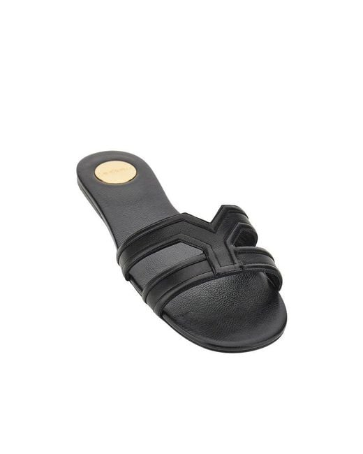 Saint Laurent Black 'Mabrouka' Leather Sandals