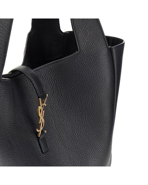 Saint Laurent Black 'Le 5 À 7 Bea' Grained Leather Shopping Bag