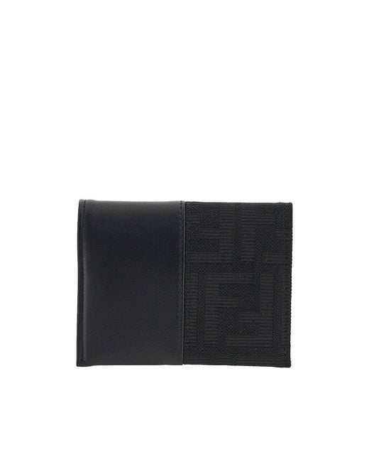 Fendi Black Ff Jacquard Bi-Fold Card Holder for men