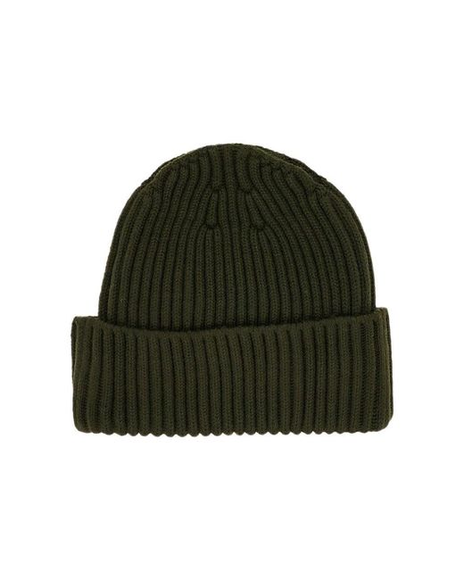 Stone Island Green Wool Beanie Hat With Logo Patch Kids for men