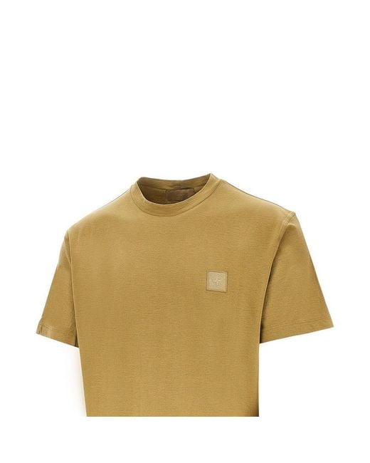 Stone Island Yellow Compass Logo Patch T-Shirt for men