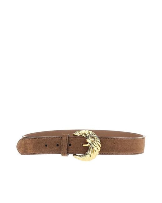 Etro Brown Suede Leather Belt With Paisley Buckle