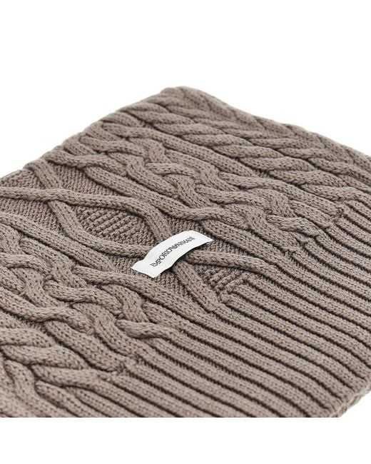 Emporio Armani Metallic Wool-Blend Scarf With Logo Label