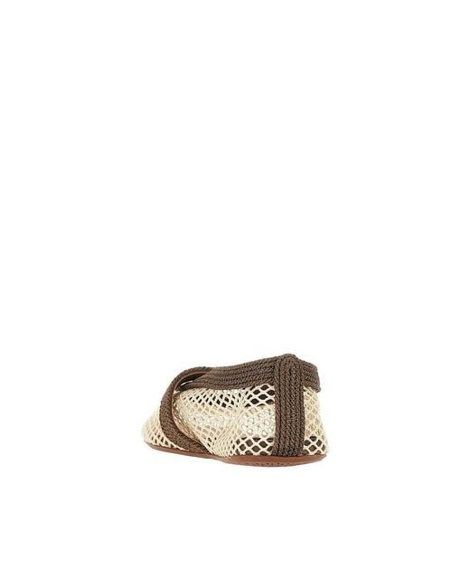 Alaïa Natural Satin Cord And Net Ballet Flats