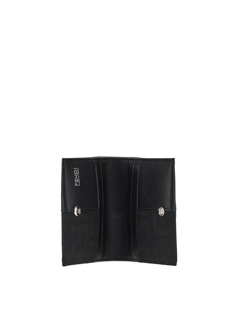 Fendi Black Ff Jacquard Bi-Fold Card Holder for men