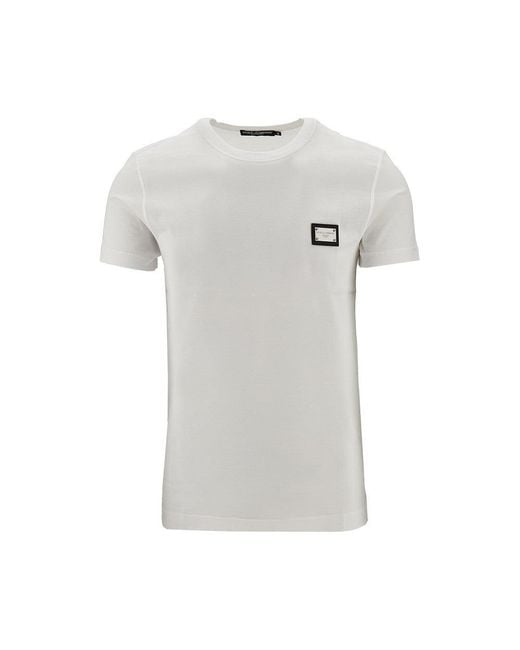 Dolce & Gabbana Gray Logo Plate T-Shirt for men