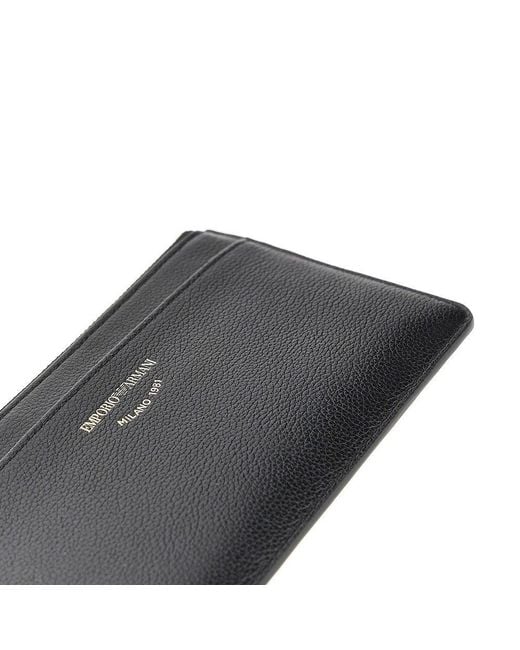 Emporio Armani Black Faux Leather Cardholder Pouch