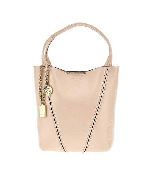 Chloé Natural Small 'Chloé Spin' Leather Tote Bag