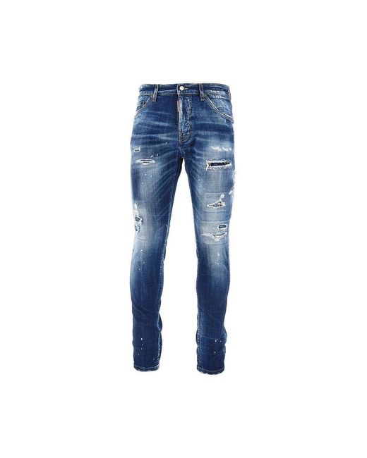 DSquared² Blue Stretch Denim Teddy Jeans for men