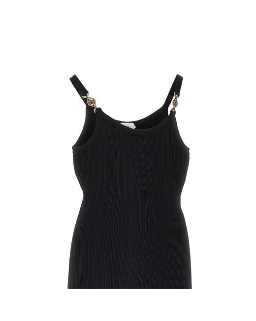 Versace Black Knitted Midi Dress With Medusa Motif