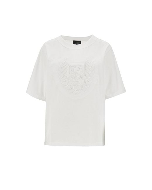 Emporio Armani White Embossed Crest T-Shirt