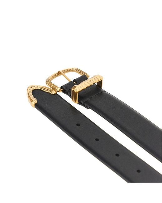 Pinko Black Hammered Buckle Leather Belt