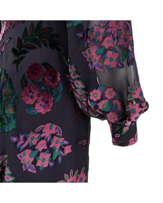 Abito Lungo Con Motivo Floreale di Etro in Blue