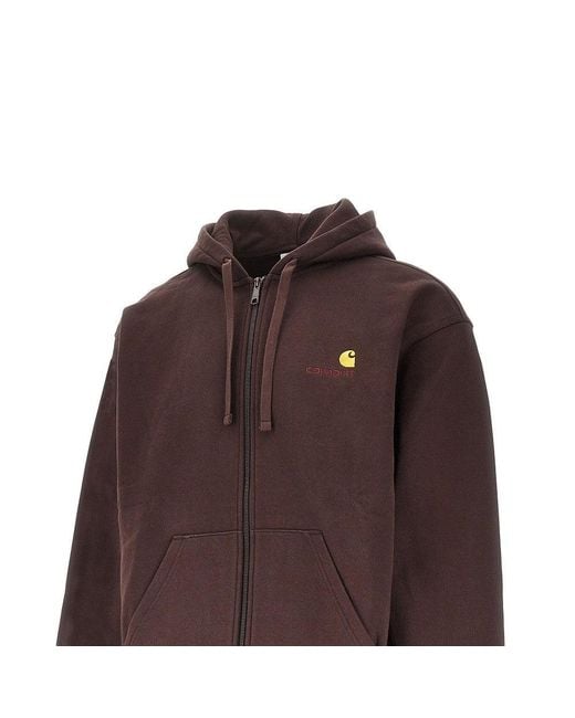 Carhartt Brown 'American Script' Full-Zip Hoodie for men